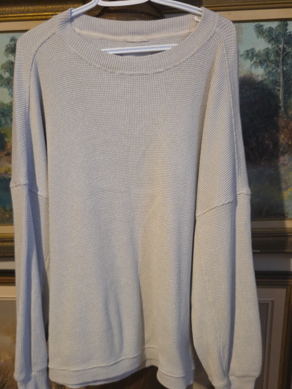 aerie Light Gray Waffle Knit Top